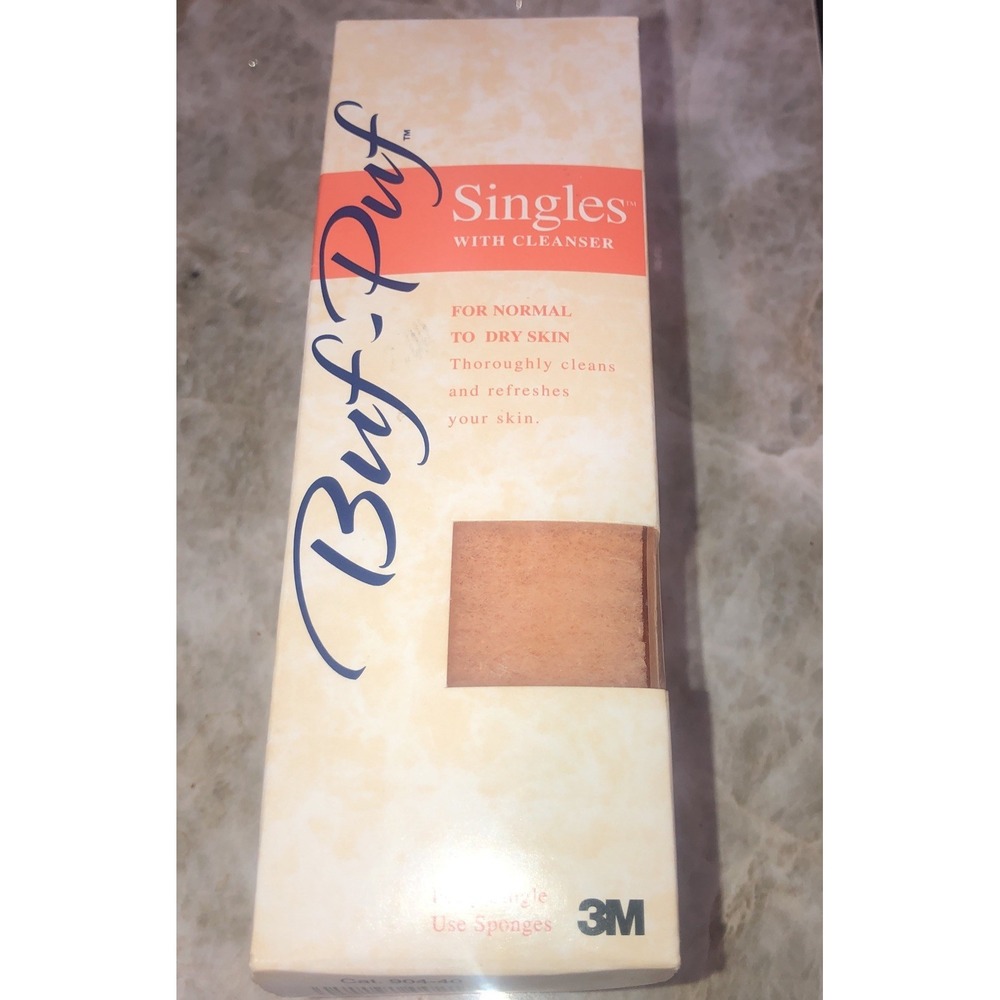 Vintage 40 Pack BUF PUF Singles Normal To Dry Skin Deep Clean Facial Sponges